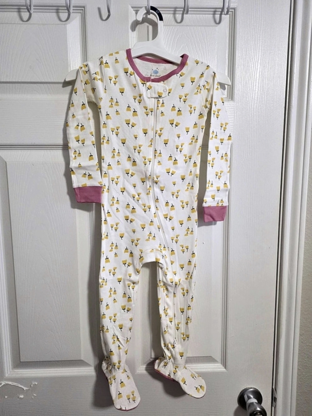 Cloud Island Floral Footed Sleeper in White & Yellow